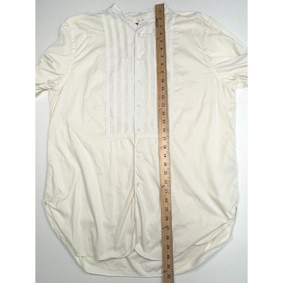 POLO Ralph Lauren Womens LARGE Ivory Oversize Button-Up Cotton/Silk Tuxedo SHIRT - Picture 6 of 9